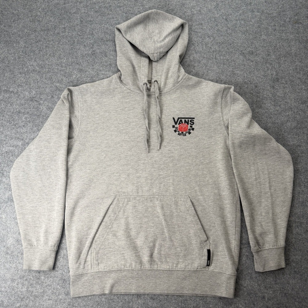 Vans Rose Off The Wall Gray Mens Small Fleece Hoodie Pullover Sweatshirt Skater